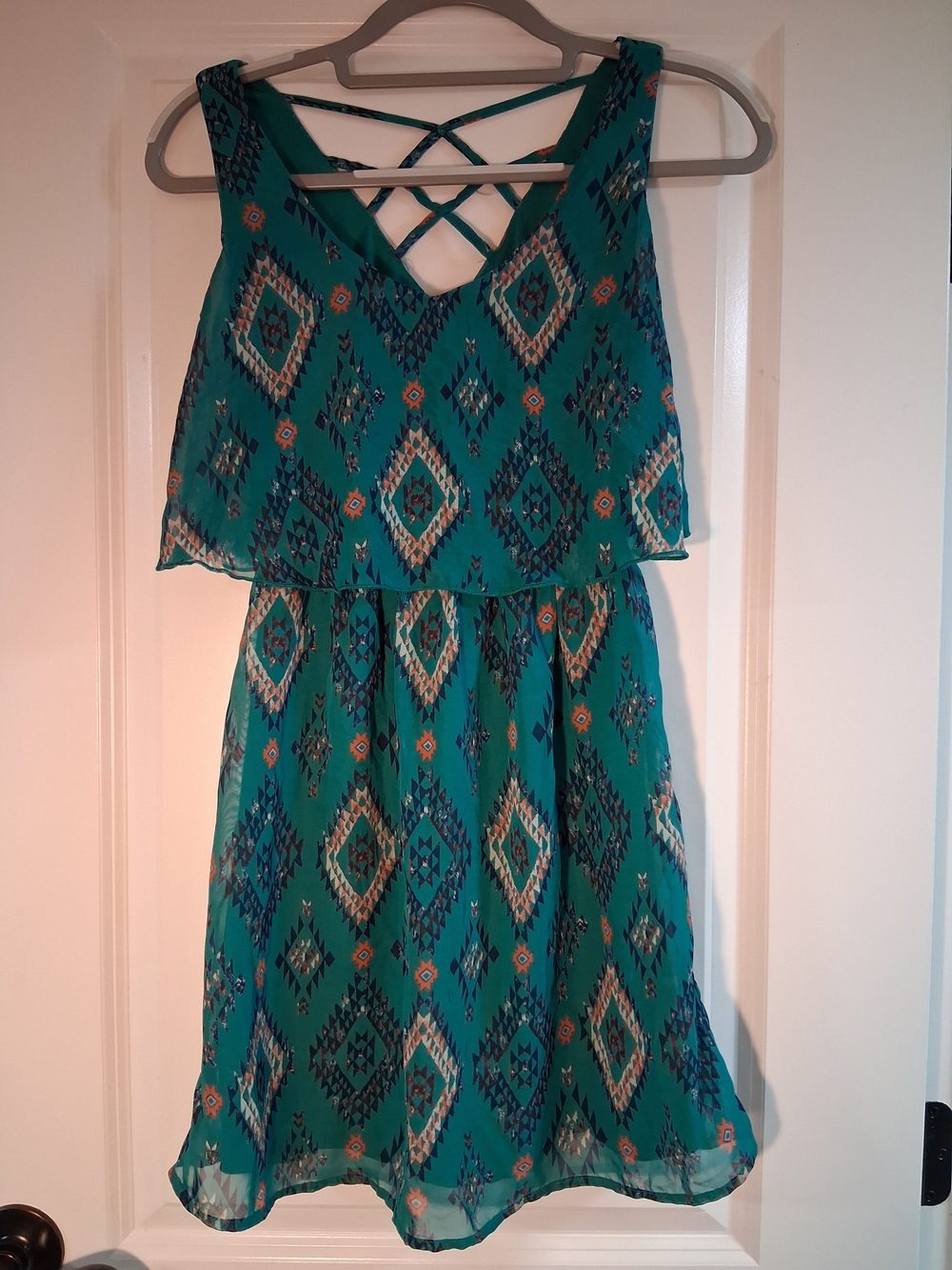 Speechless Teal Aztec Print Mini Dress